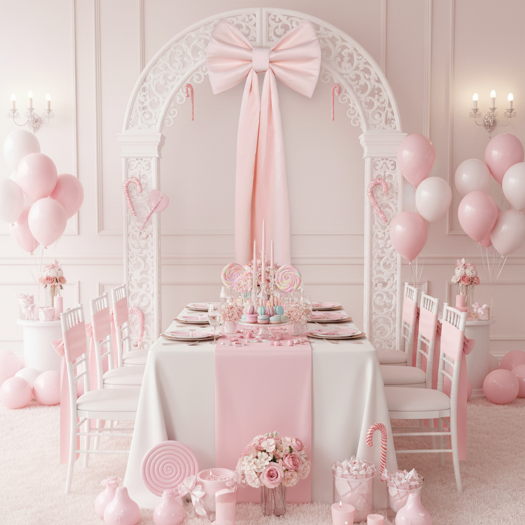 Giant Fabric Bow for Backdrop - Pastel Pink.
