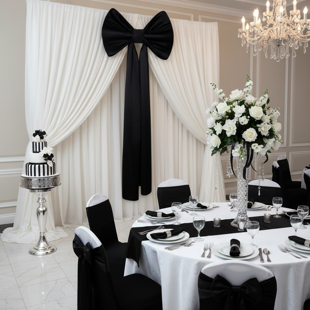 Giant Fabric Bow for Backdrop - Black.