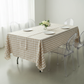 Gingham Checkered Rectangular Polyester Tablecloth 60"x120" - Beige & White.