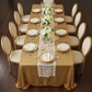 Glitz Sequin 90"x156" Rectangular Tablecloth - Gold with Oval Chairs.