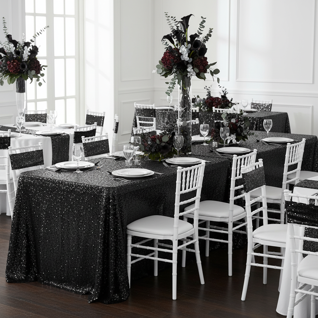 Glitz Sequin Mesh Net Tablecloth  90