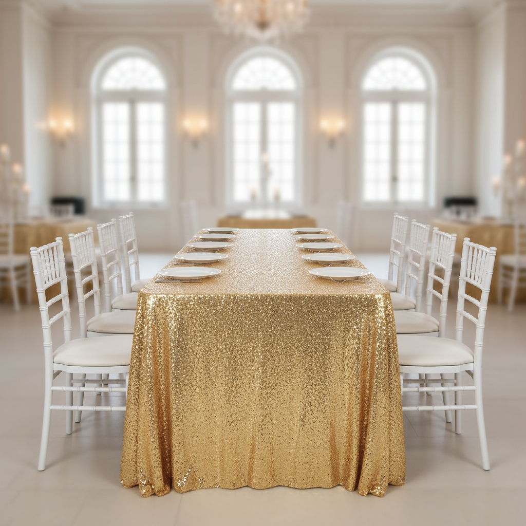 Glitz Sequin Mesh Net Tablecloth  90