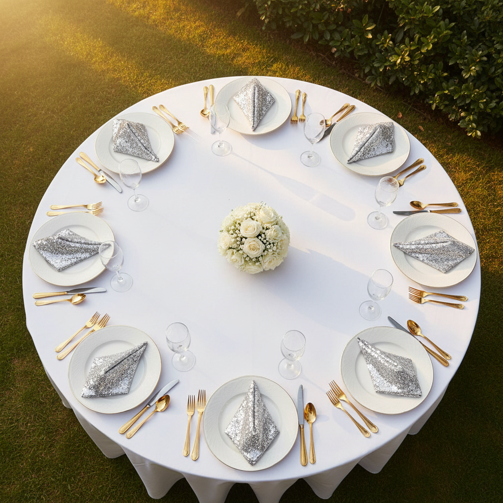 Glitz Sequin Napkin 20"x20" - Silver in Garden Reception.