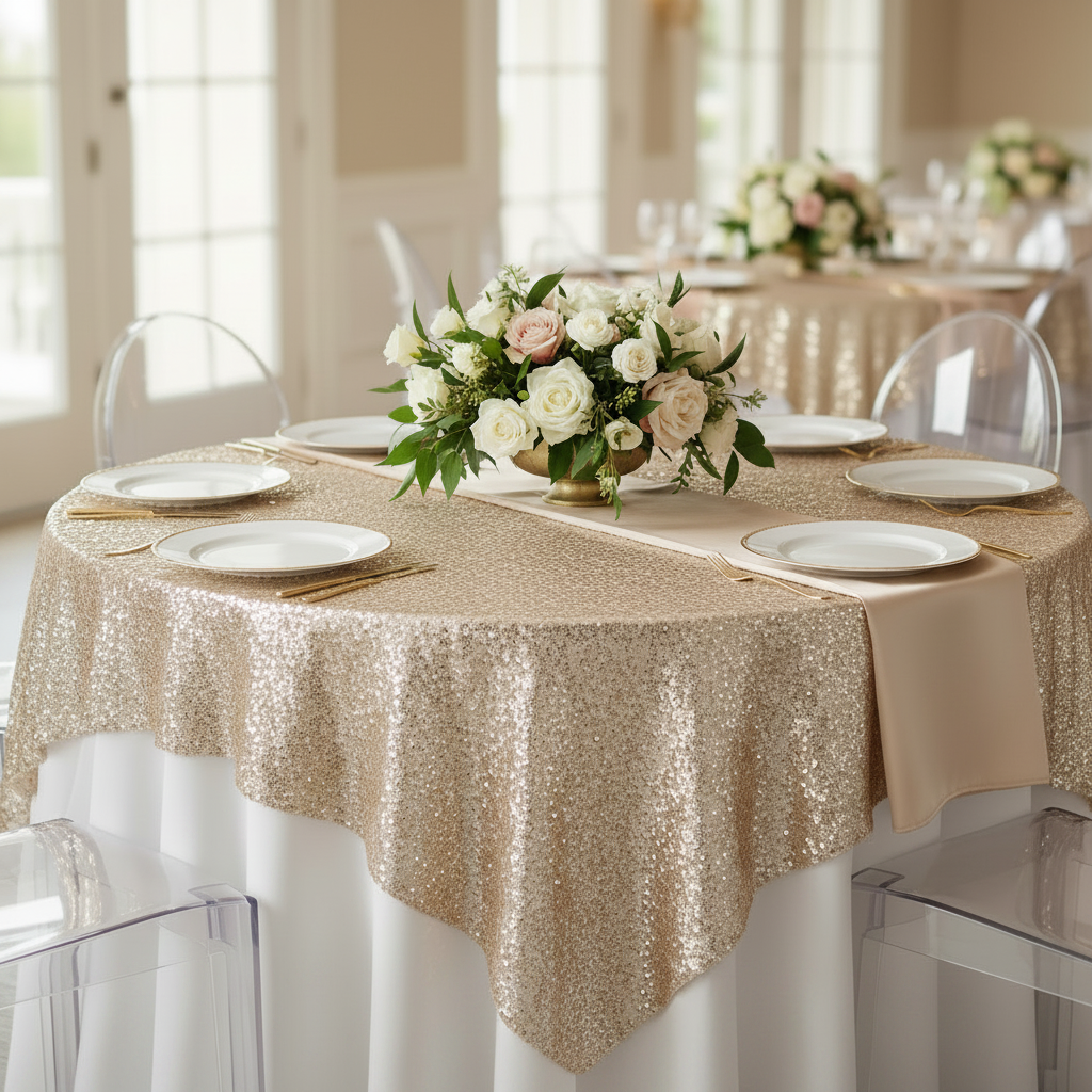 Glitz Sequin Table Overlay Topper 72