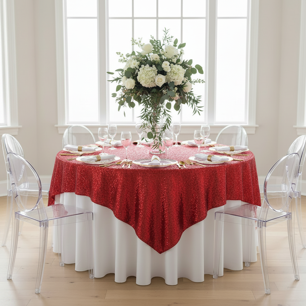 Glitz Sequin Table Overlay Topper 90