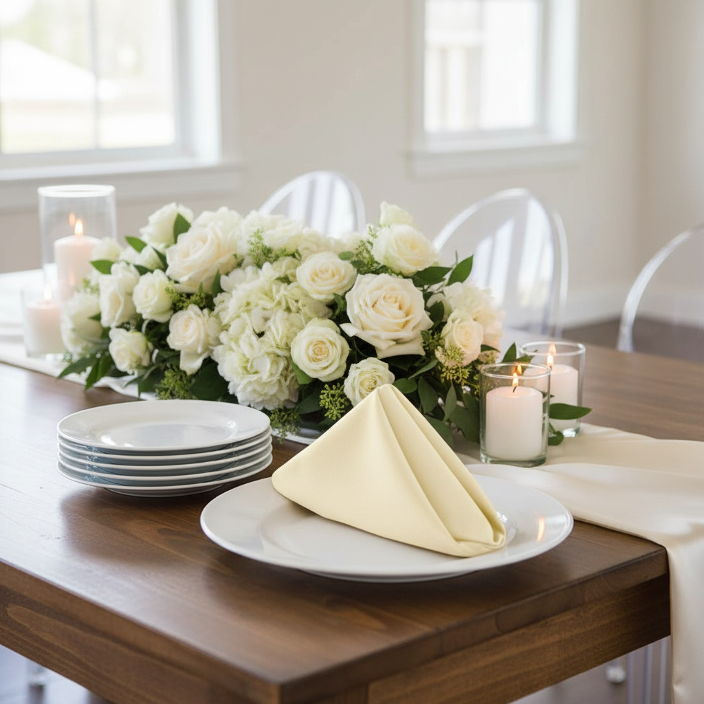 Economy Polyester Napkin 20"x20" - Ivory.