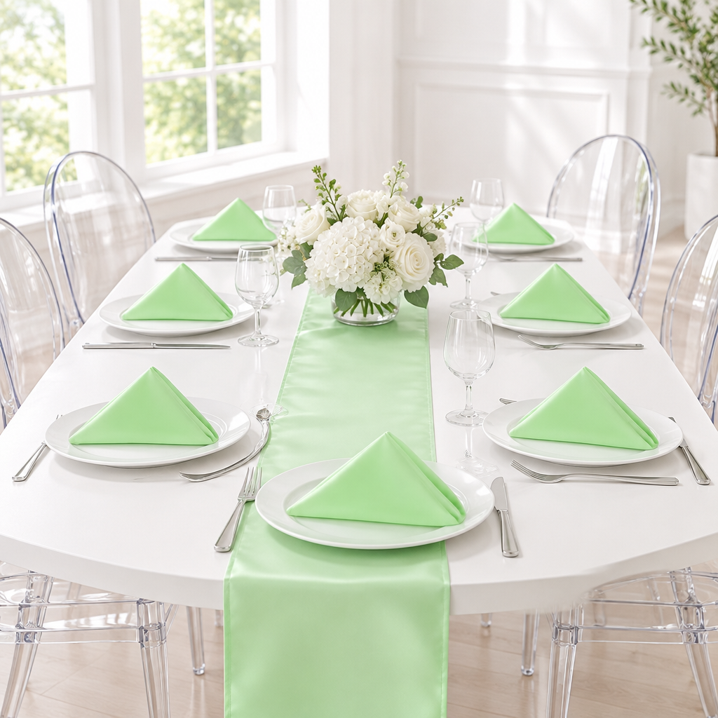 Lamour Satin Napkin 20"x20" - Mint Green.