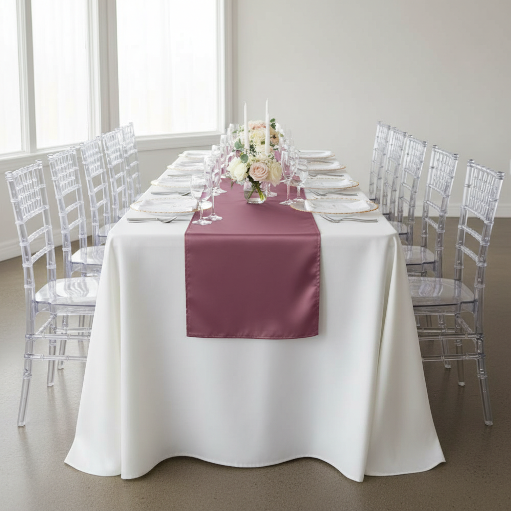 Lamour Satin Table Runner - Burgundy.