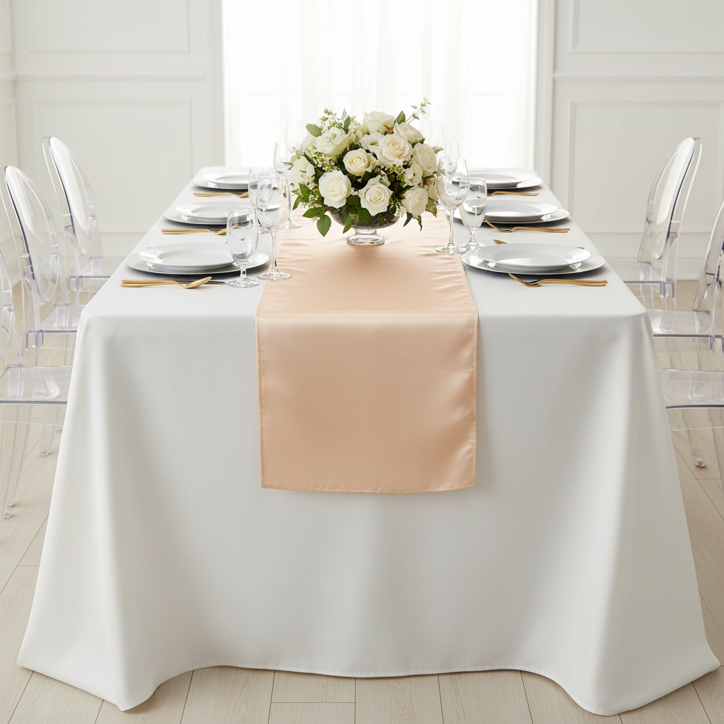 Lamour Satin Table Runner - Champagne.