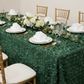 Leaf Petal Taffeta Tablecloth 90"x132" Rectangular - Emerald Green with Chiavari Chairs Gold.