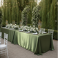 Outdoor Wedding Reception 90x132 Rectangular Satin Tablecloth Willow Green 