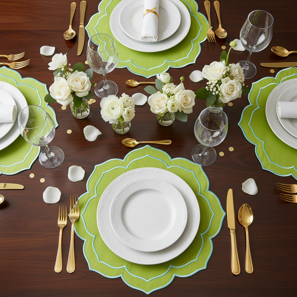 Lifestyle_Overhead-15in-Round-LinenCottonRayon-Placemat-MatchaTurquoise