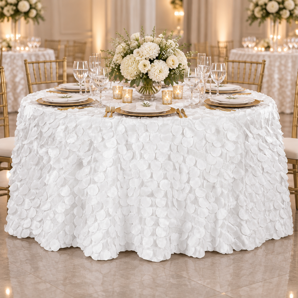 Petal Circle Taffeta Round White tablecloth wedding