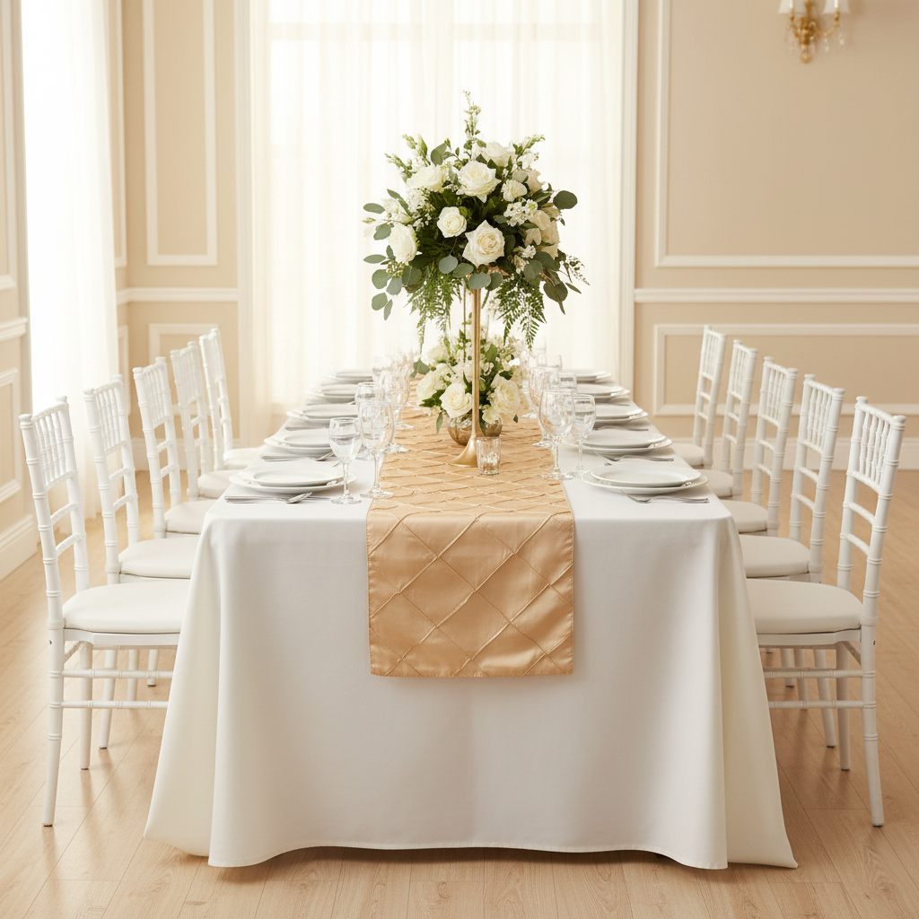 Pintuck Table Runner - Gold.