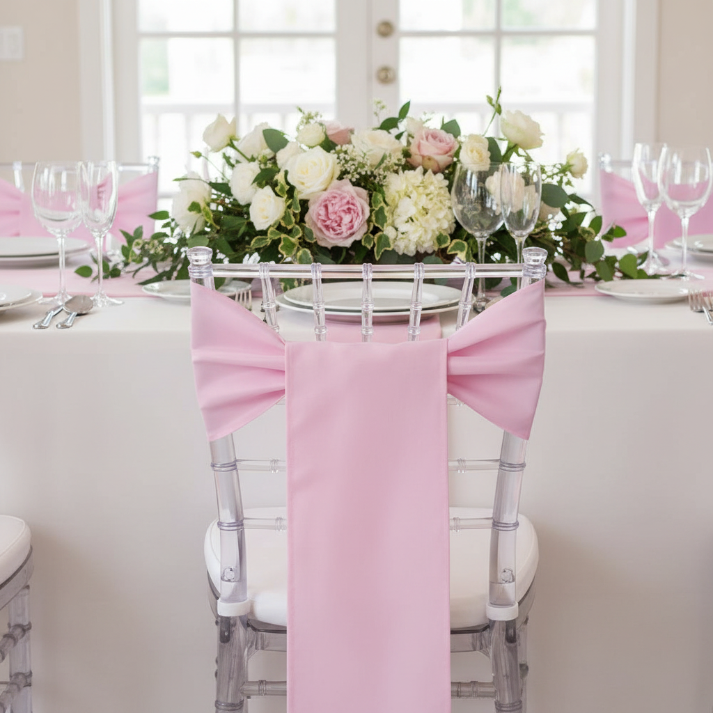 Polyester Chair Sash/Tie - Pink.