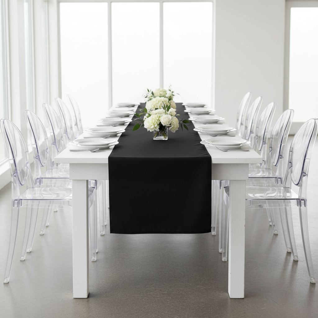 Polyester Table Runner - Black.