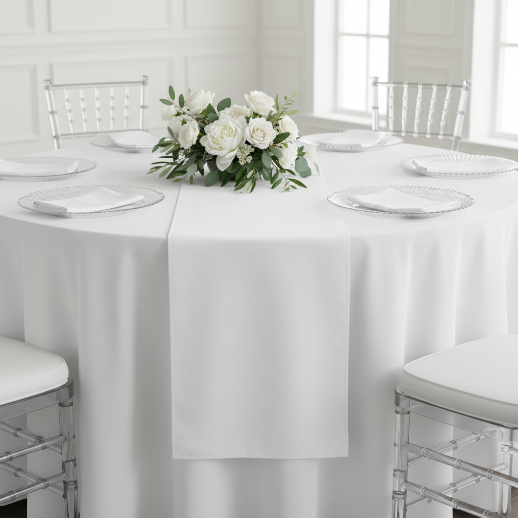 Polyester Table Runner - White.