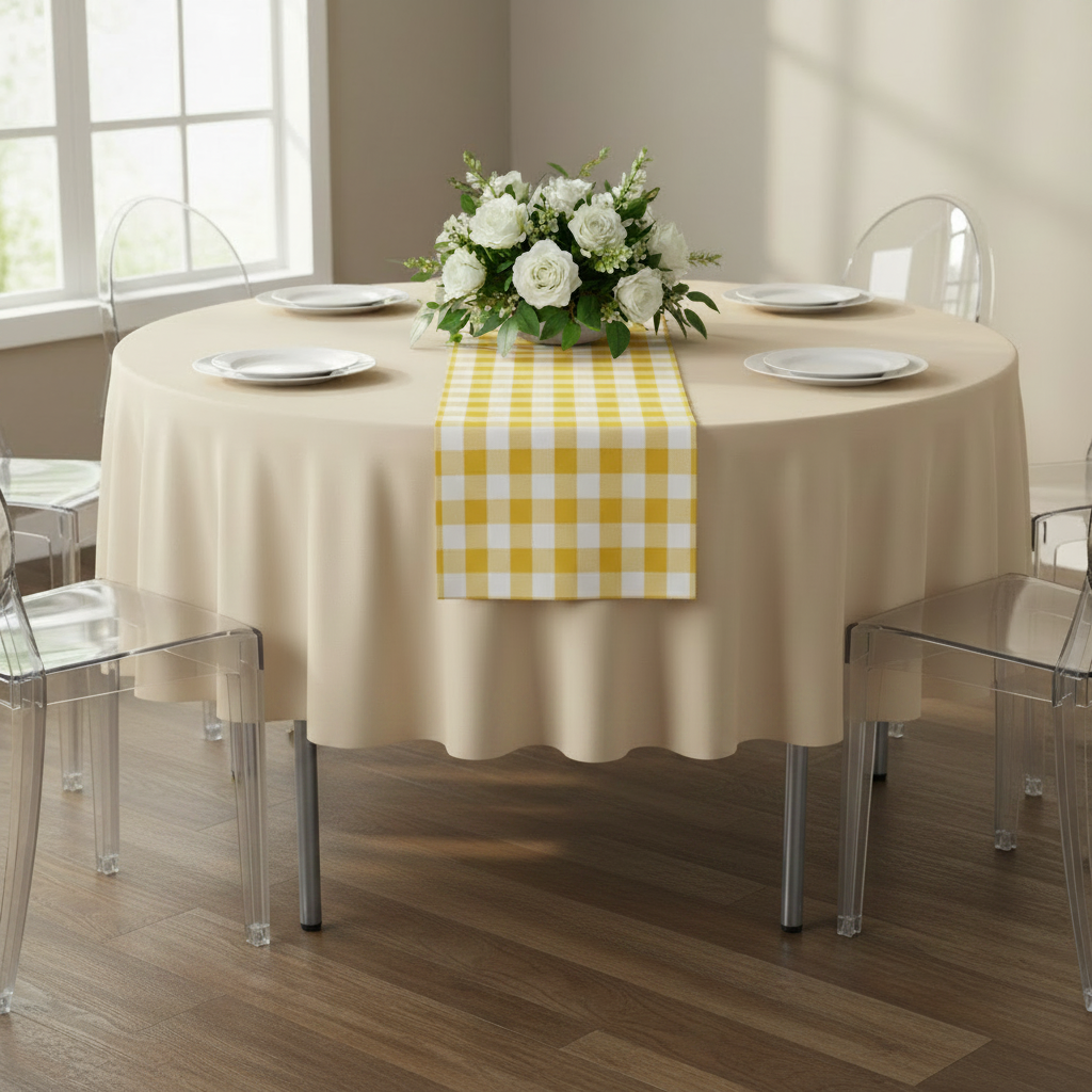 Premium Polyester 90" Round Tablecloth - Nude.