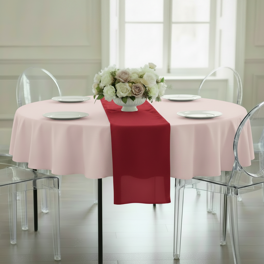 Premium Polyester 90" Round Tablecloth - Pastel Pink.