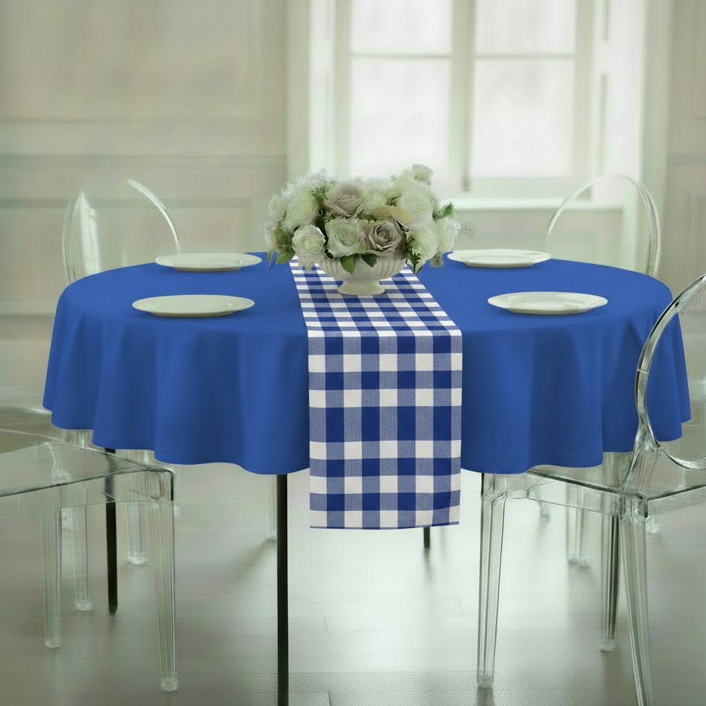 Premium Polyester 90" Round Tablecloth - Royal Blue.