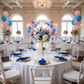 Premium Polyester Napkin 20"x20" - Royal Blue with Chiavari White Chairs.