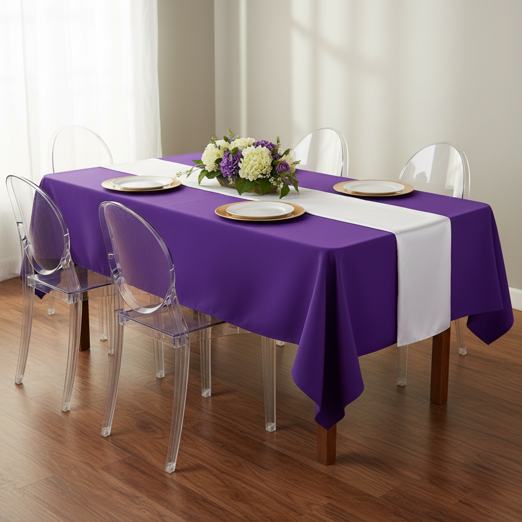 Rectangular Premium Polyester Tablecloth 60"x126" - Purple.