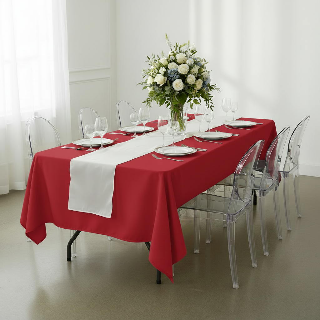 Rectangular Premium Polyester Tablecloth 60"x126" - Red.