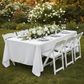 Rectangular Premium Polyester Tablecloth 60"x126" - White in Outdoor Reception.