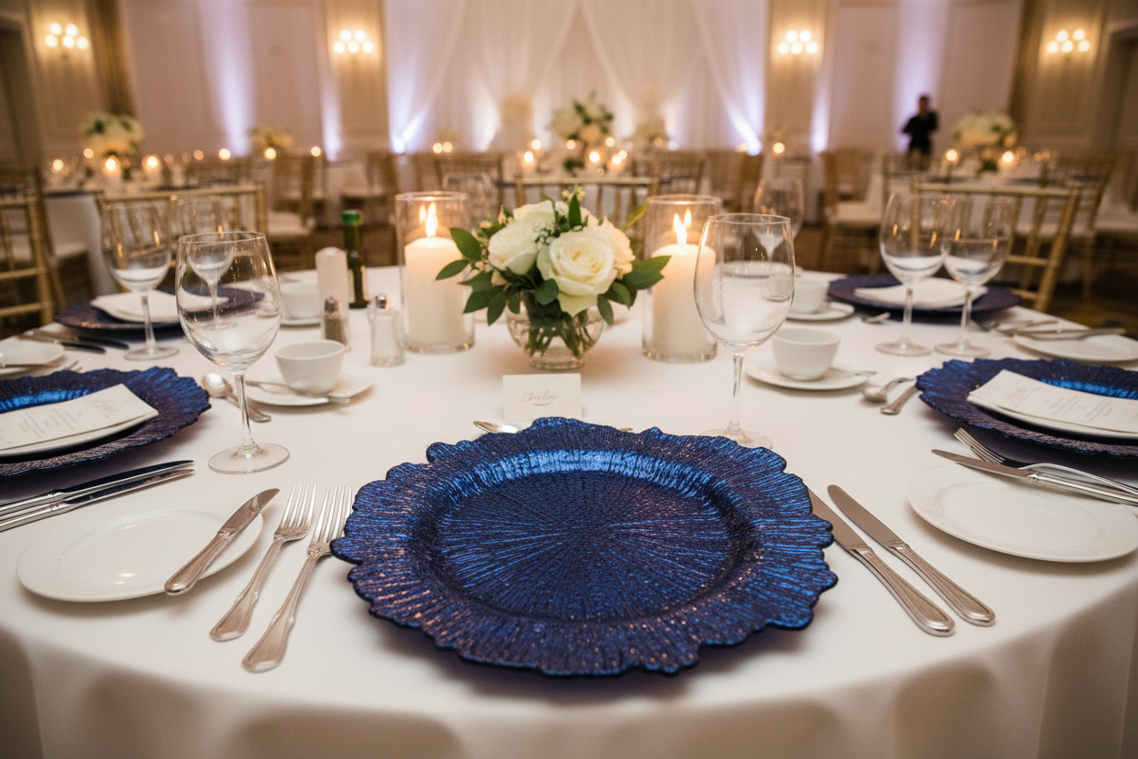 Reef Acrylic Plastic Charger Plates Navy Blue - CV Linens™