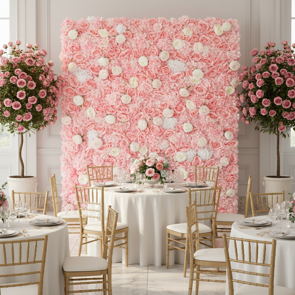 Roll Up Flower Wall Backdrop 8ft x 4ft - Pink - CV Linens™