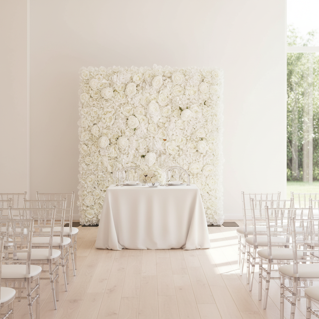 Roll Up Flower Wall Backdrop 8ft x 4ft - White.