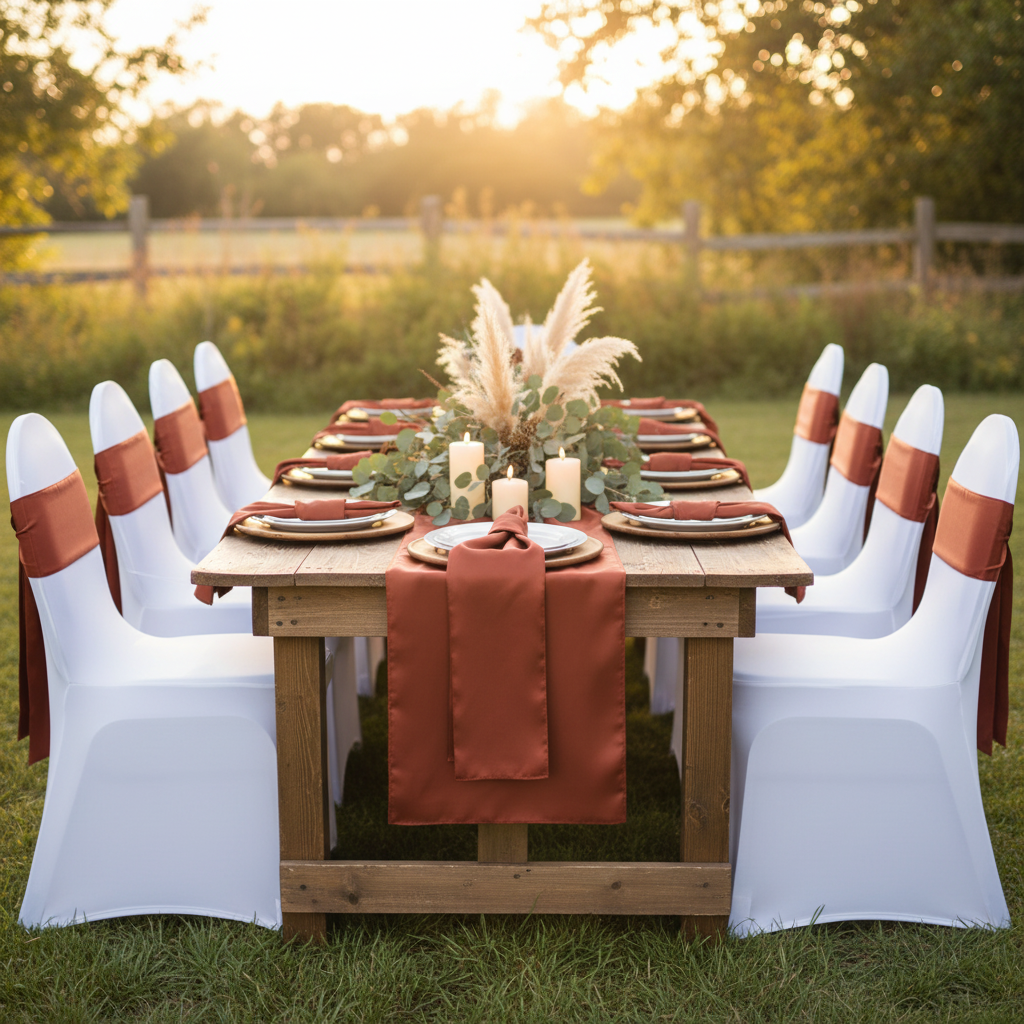 Standard Satin Chair Sash - Rust.