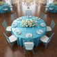 Satin 120" Round Tablecloth - Aqua Blue.