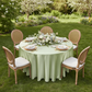 Satin 120" Round Tablecloth - Sage Green in Outdoor Spring Reception.