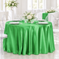 Satin 132" Round Tablecloth - Kelly Green.