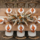 Satin Napkin 20"x20" - Burnt Orange in Boho Reception with Bird's Eye View Point.