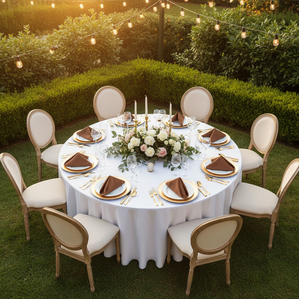 Satin Napkin 20"x20" - Chocolate Brown in Outdoor Reception.