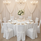 Satin Napkin 20"x20" - Ivory with White Chairs.