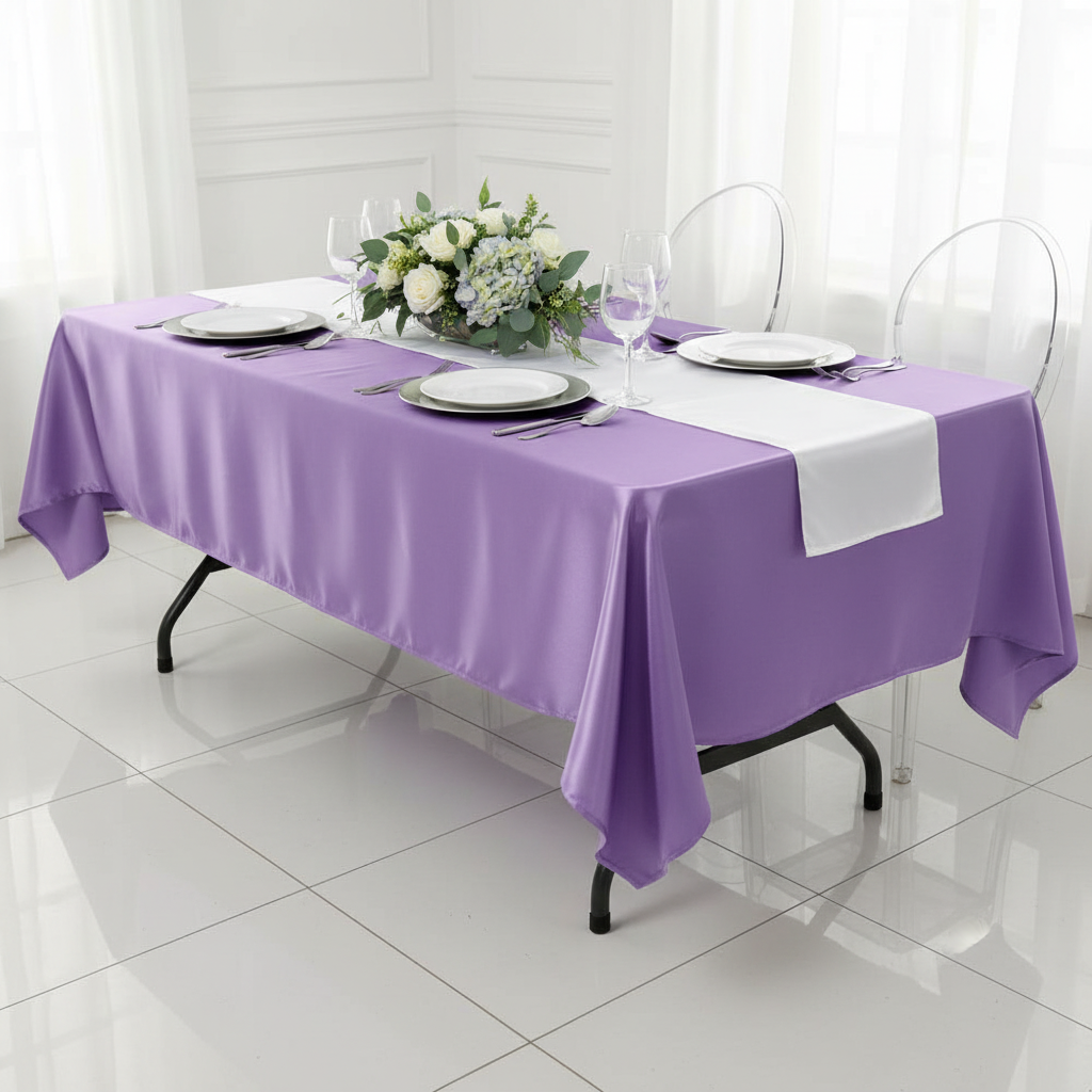 Satin Rectangular 60"x120" Tablecloth - Victorian Lilac/Wisteria.
