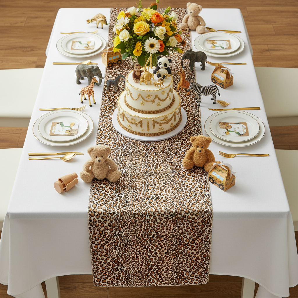 Satin Table Runner - Leopard.