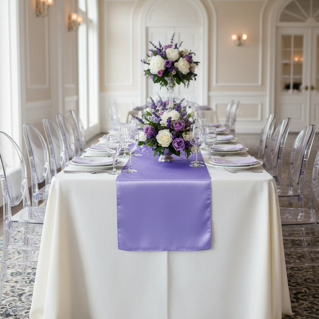 Satin Table Runner - Purple.