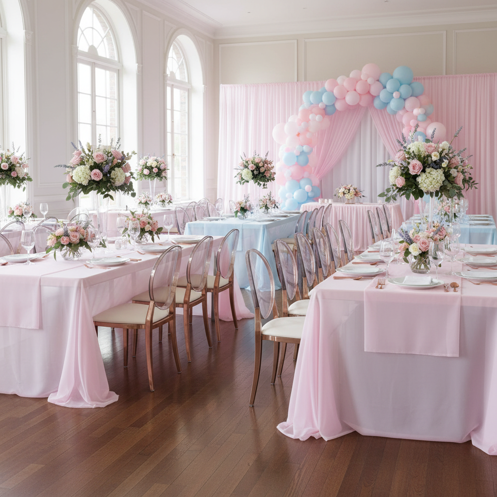 Sheer Voile Flame Retardant (FR) 12ft H x 118" W Drape/Backdrop Curtain Panel - Pink.