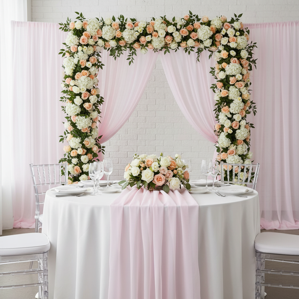 Sheer Voile Flame Retardant (FR) 8ft H x 118" W Drape/Backdrop Curtain Panel - Pink.