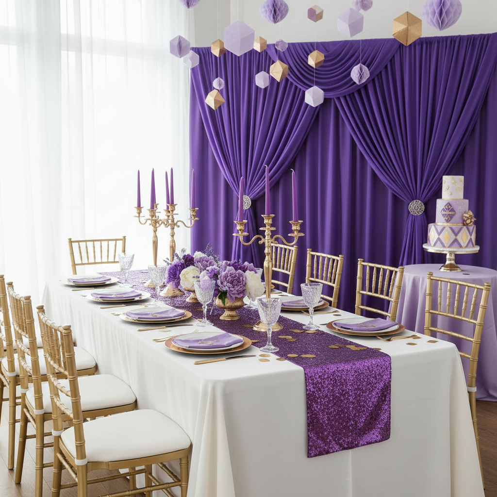 Spandex 4-way Stretch Backdrop Drape Curtain 12ft H x 60" W - Purple.