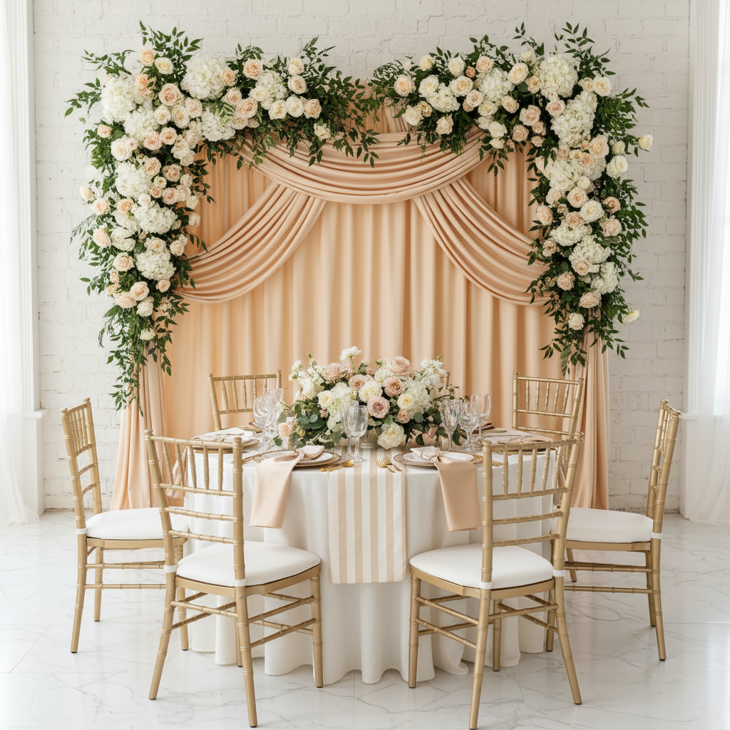 Spandex 4-way Stretch Backdrop Drape Curtain 14ft H x 60" W - Champagne.