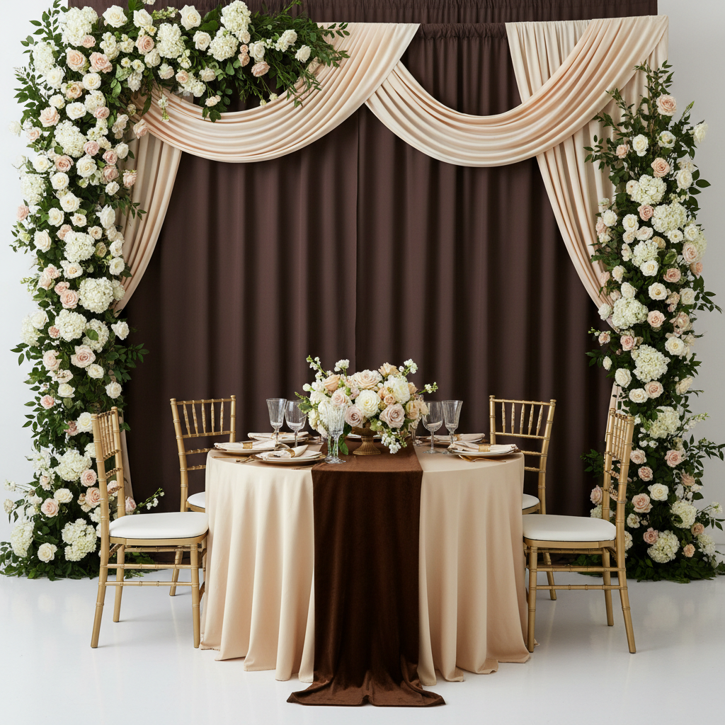 Spandex 4-way Stretch Backdrop Drape Curtain 14ft H x 60" W - Chocolate.