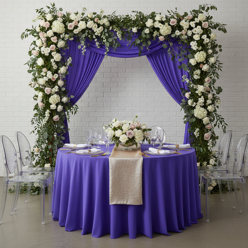 Spandex 4-way Stretch Backdrop Drape Curtain 14ft H x 60" W - Purple.