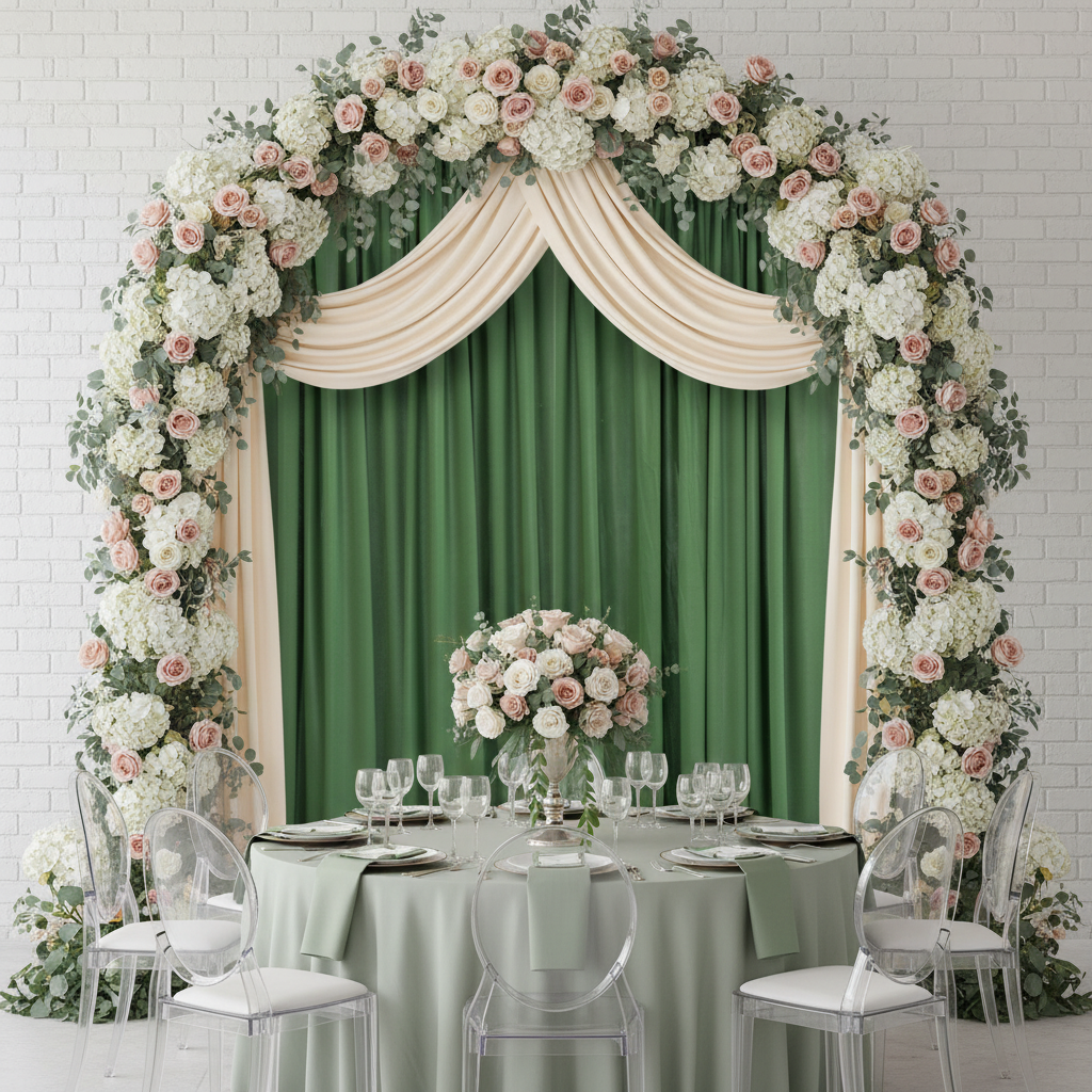 Spandex 4-way Stretch Backdrop Drape Curtain 14ft H x 60" W - Willow Green.
