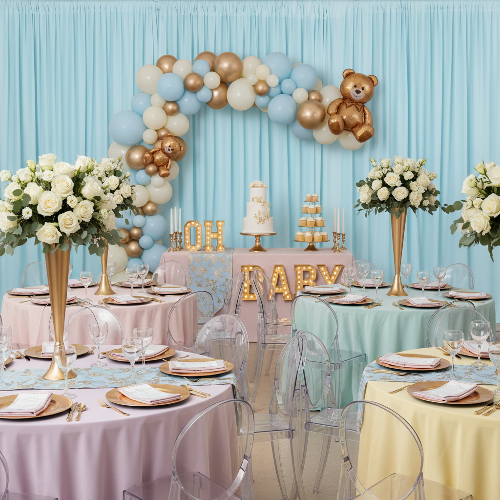 Spandex 4-way Stretch Drape Curtain 14ft H x 60" W - Baby Blue.