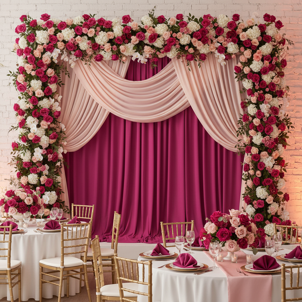 Spandex 4-way Stretch Drape Curtain 14ft H x 60" W - Fuchsia.